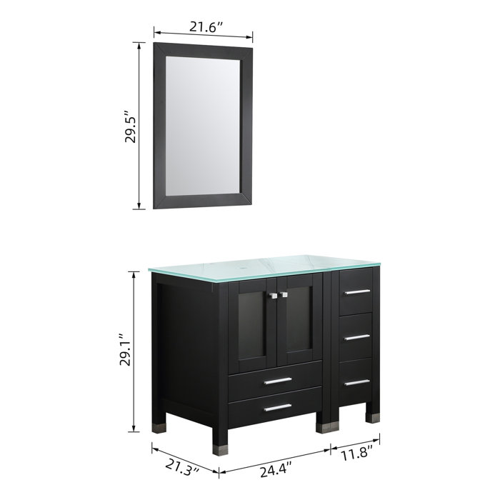 Brayden Studio® Roberge 36.2'' Single Bathroom Vanity with Glass Top